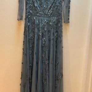 Embroidered blue party dress